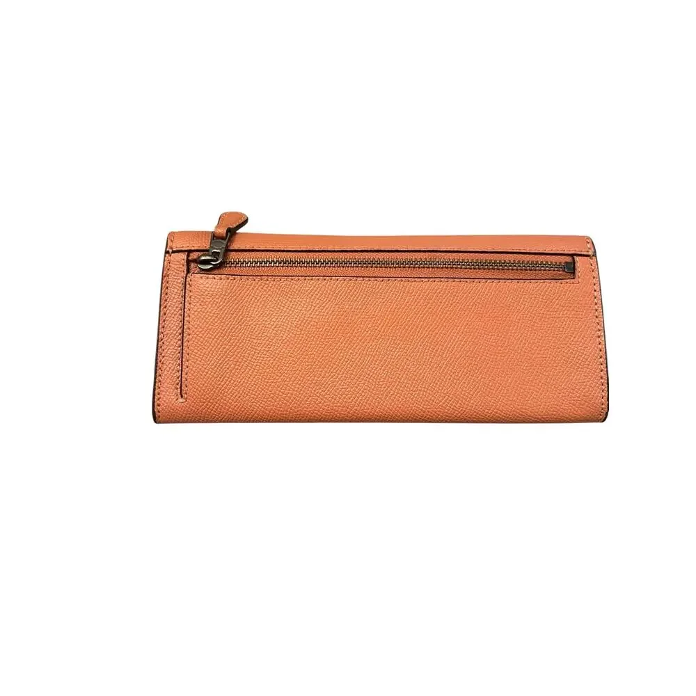 Coach Slim Soft Wallet Color-Block 3-color design Envelope Crossgrain leather